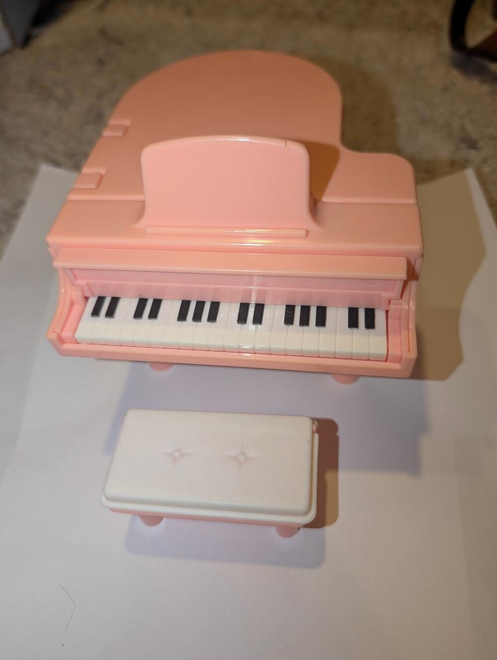 Vtg 1994 Playskool Victorian Dollhouse Pink Grand Piano Bench Set Music Works